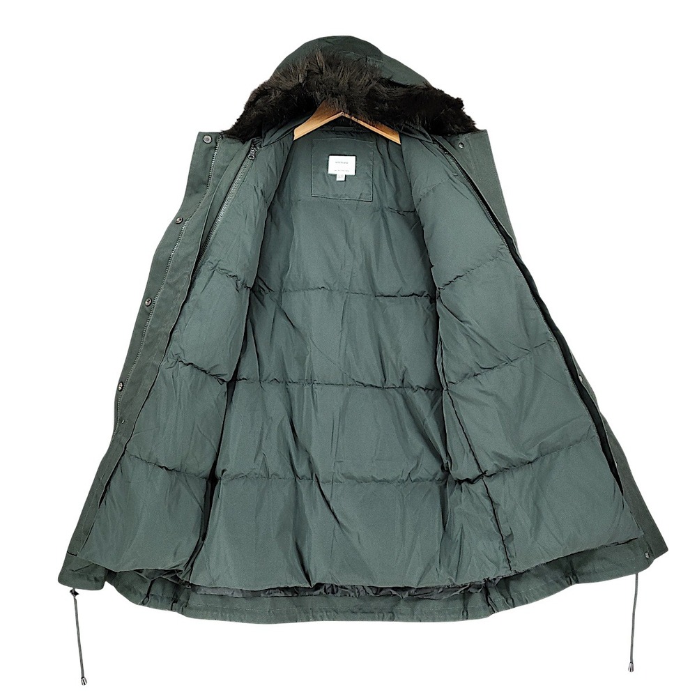Seraphine Parka 2 Canvas Green Faux Fur Hood Down Fill Maternity Utility Jacket - Picture 2 of 12